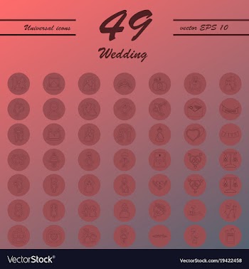 Set of wedding icons in modern thin line style vector image