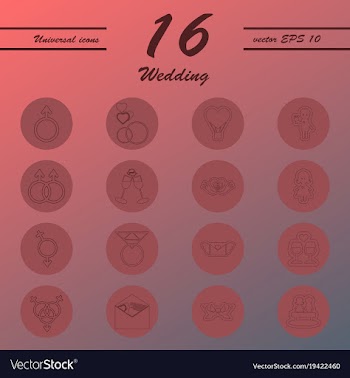 Set of wedding icons in modern thin line style vector image