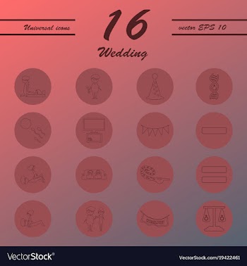 Set of wedding icons in modern thin line style vector image