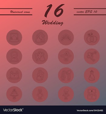 Set of wedding icons in modern thin line style vector image
