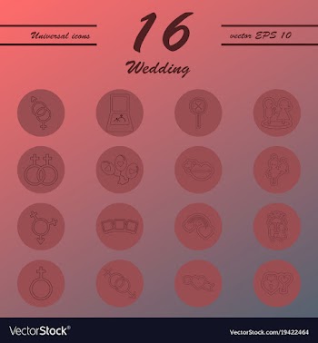 Set of wedding icons in modern thin line style vector image