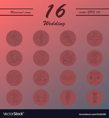 Set of wedding icons in modern thin line style vector image