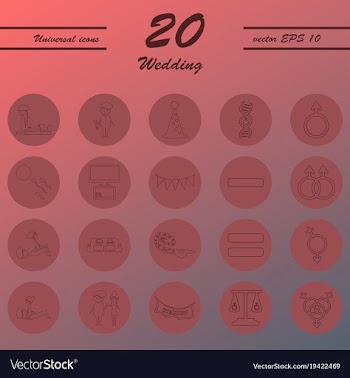 Set of wedding icons in modern thin line style vector image
