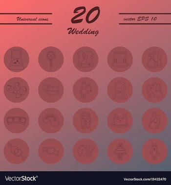 Set of wedding icons in modern thin line style vector image