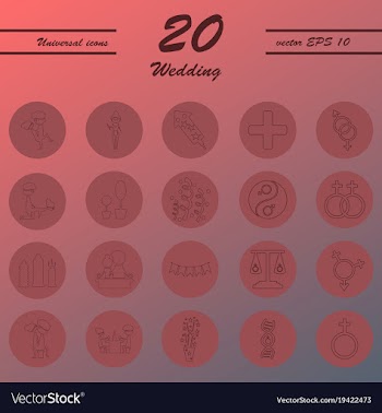 Set of wedding icons in modern thin line style vector image