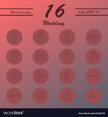 Set of wedding icons in modern thin line style vector image