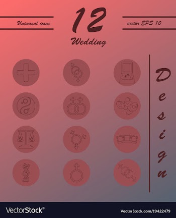 Set of wedding icons in modern thin line style vector image