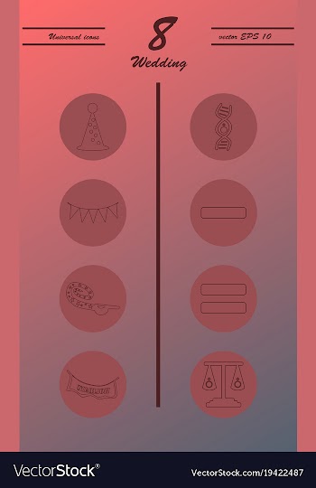 Set of wedding icons in modern thin line style vector image