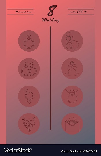 Set of wedding icons in modern thin line style vector image