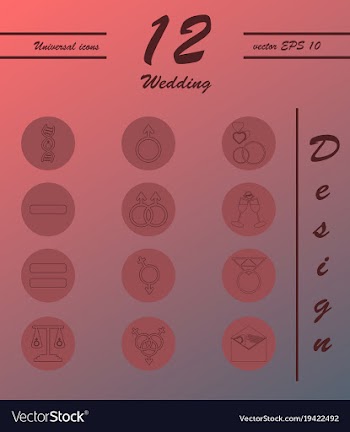 Set of wedding icons in modern thin line style vector image