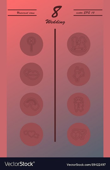Set of wedding icons in modern thin line style vector image
