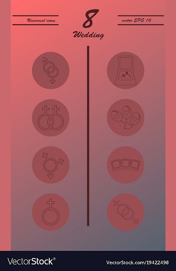 Set of wedding icons in modern thin line style vector image