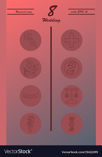 Set of wedding icons in modern thin line style vector image