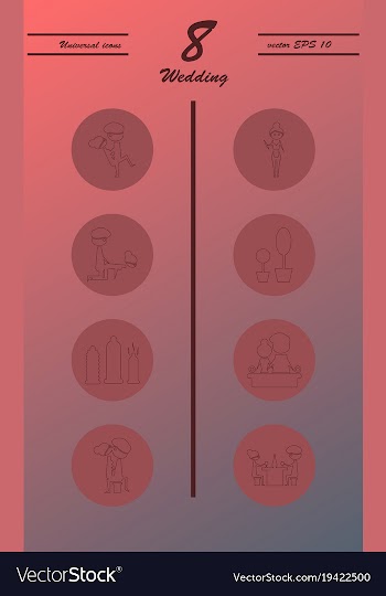 Set of wedding icons in modern thin line style vector image