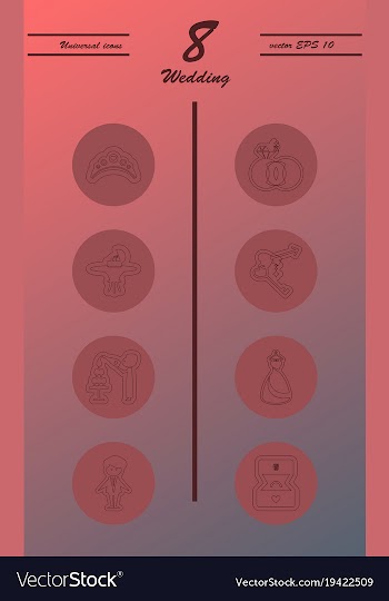 Set of wedding icons in modern thin line style vector image
