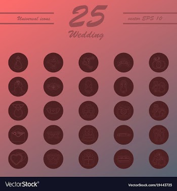 Set of wedding icons in modern thin line style vector image