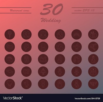 Set of wedding icons in modern thin line style vector image