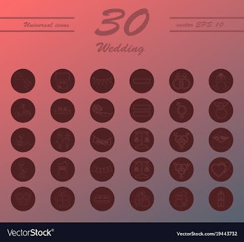 Set of wedding icons in modern thin line style vector image
