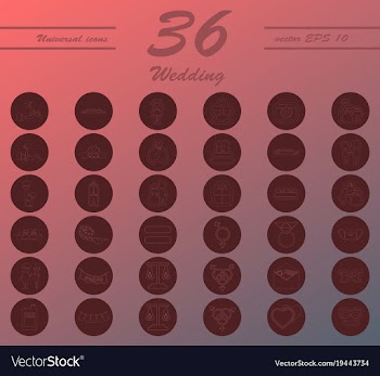 Set of wedding icons in modern thin line style vector image