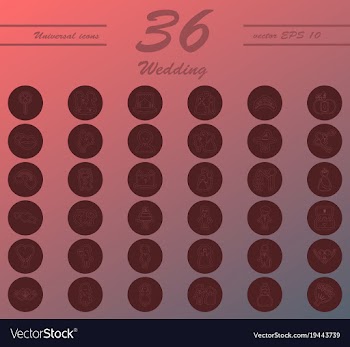 Set of wedding icons in modern thin line style vector image