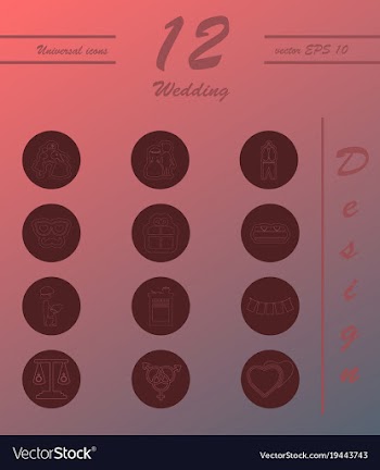 Set of wedding icons in modern thin line style vector image