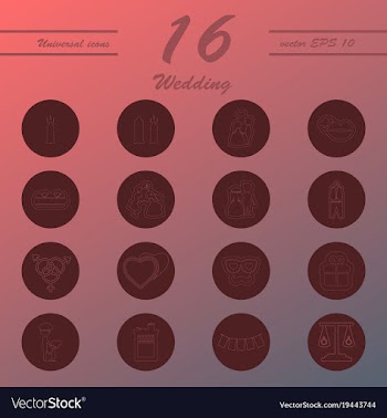 Set of wedding icons in modern thin line style vector image