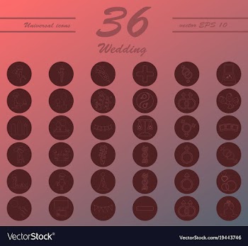 Set of wedding icons in modern thin line style vector image