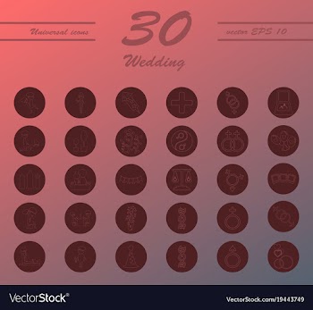 Set of wedding icons in modern thin line style vector image