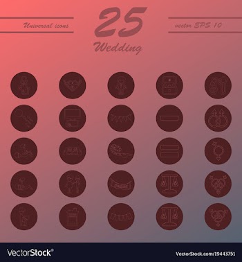 Set of wedding icons in modern thin line style vector image