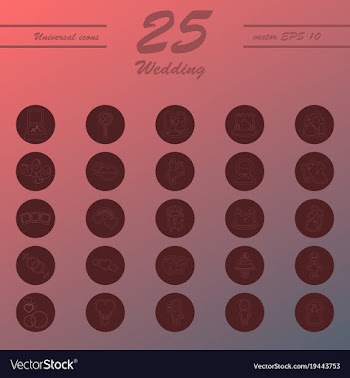 Set of wedding icons in modern thin line style vector image