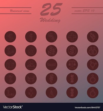Set of wedding icons in modern thin line style vector image