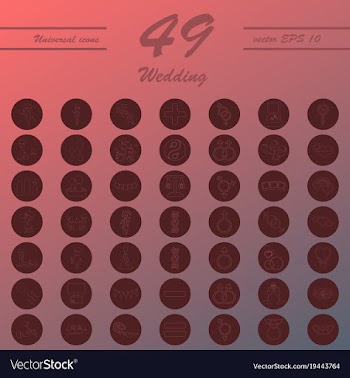 Set of wedding icons in modern thin line style vector image