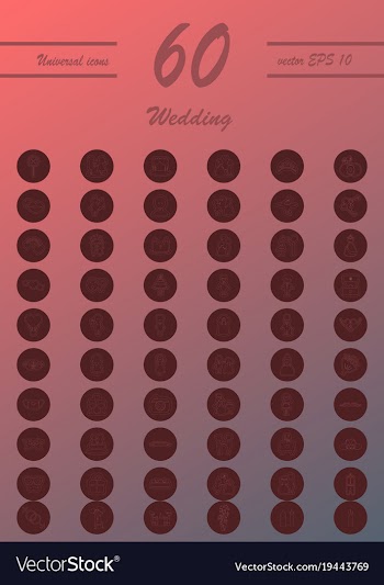 Set of wedding icons in modern thin line style vector image