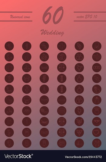 Set of wedding icons in modern thin line style vector image