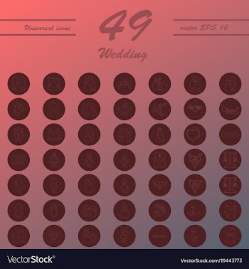 Set of wedding icons in modern thin line style vector image