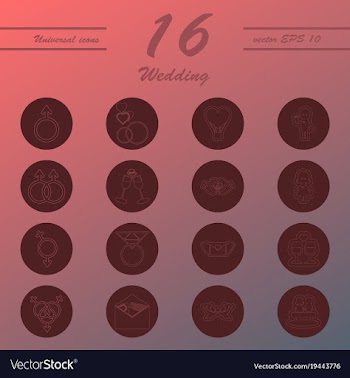 Set of wedding icons in modern thin line style vector image