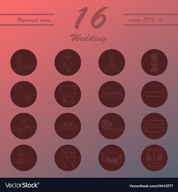 Set of wedding icons in modern thin line style vector image