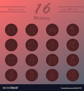 Set of wedding icons in modern thin line style vector image