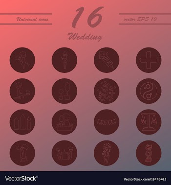 Set of wedding icons in modern thin line style vector image