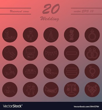 Set of wedding icons in modern thin line style vector image