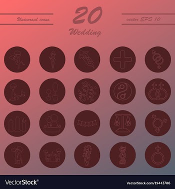 Set of wedding icons in modern thin line style vector image