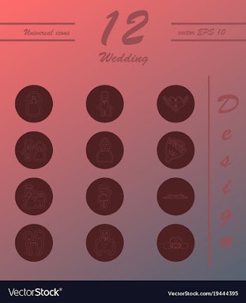 Set of wedding icons in modern thin line style vector image