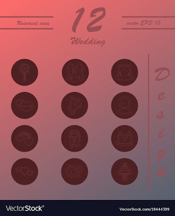 Set of wedding icons in modern thin line style vector image