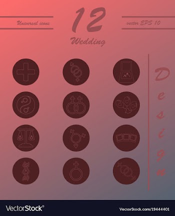 Set of wedding icons in modern thin line style vector image