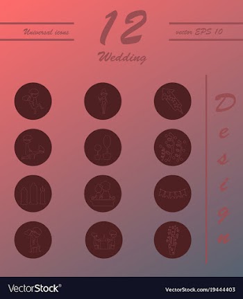 Set of wedding icons in modern thin line style vector image