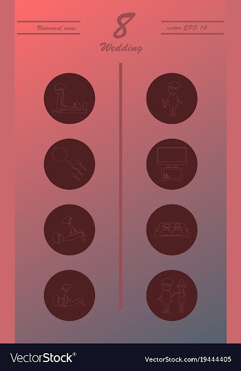 Set of wedding icons in modern thin line style vector image