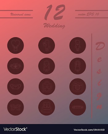 Set of wedding icons in modern thin line style vector image