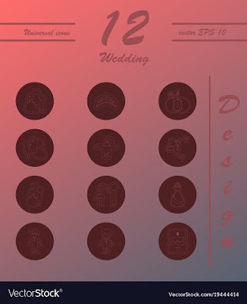 Set of wedding icons in modern thin line style vector image