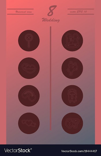 Set of wedding icons in modern thin line style vector image