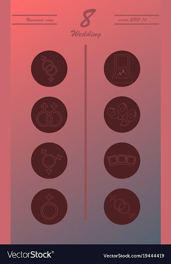 Set of wedding icons in modern thin line style vector image